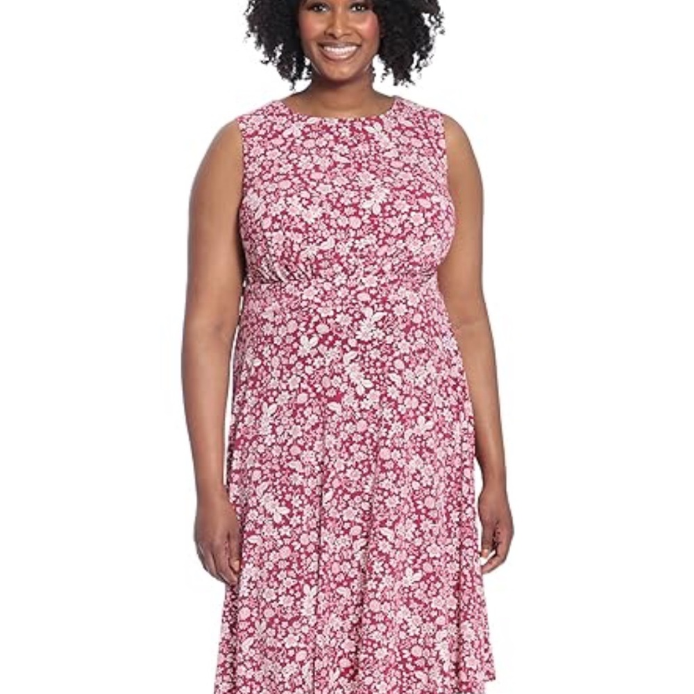 Adorne Fuchsia Floral Sleeveless Dress Size 24W